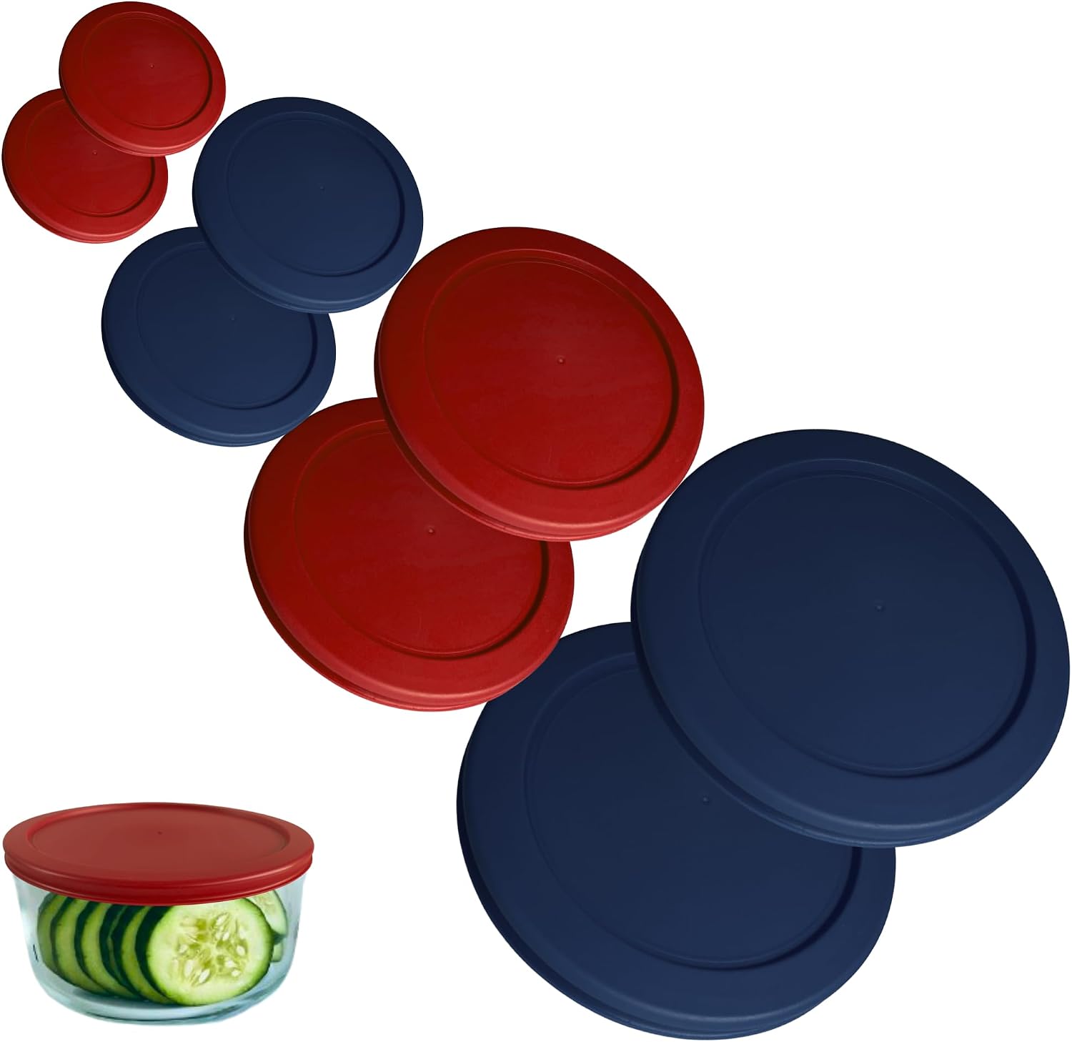 1, 2, 4 & 7 Cup Green, Orange, Blue, Red Replacement Lids/Covers for Pyrex