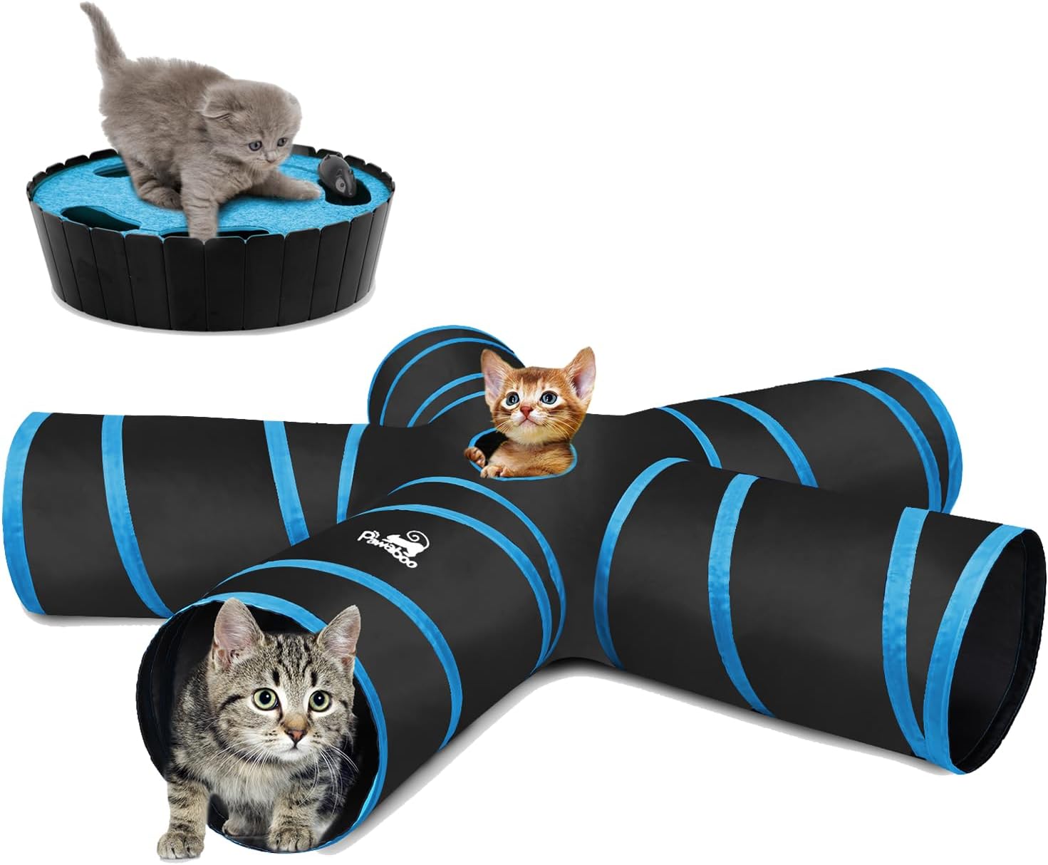 Pawaboo Interactive Cat Toy with Running Mouse, Automatic Track Kitten Toy | Electronic Motion Cat Toy for Indoor Cats, Pop and Play Hide Seek Cats Toys Hunting Mouse for Kitty Play Exercise, Green