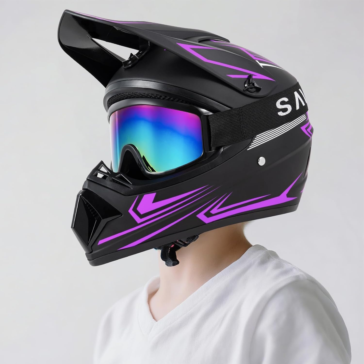 Youth Kids Dirt Bike Motocross Helmet (Goggles Gloves Face Mask) 4PCS Set, DOT Approved Full Face Motorcycle Helmets