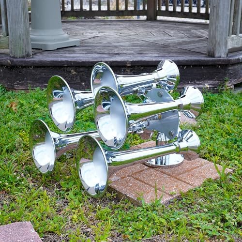 Hornblasters Admiral Chrome 5-Bell 12/24 Volt Train Horn