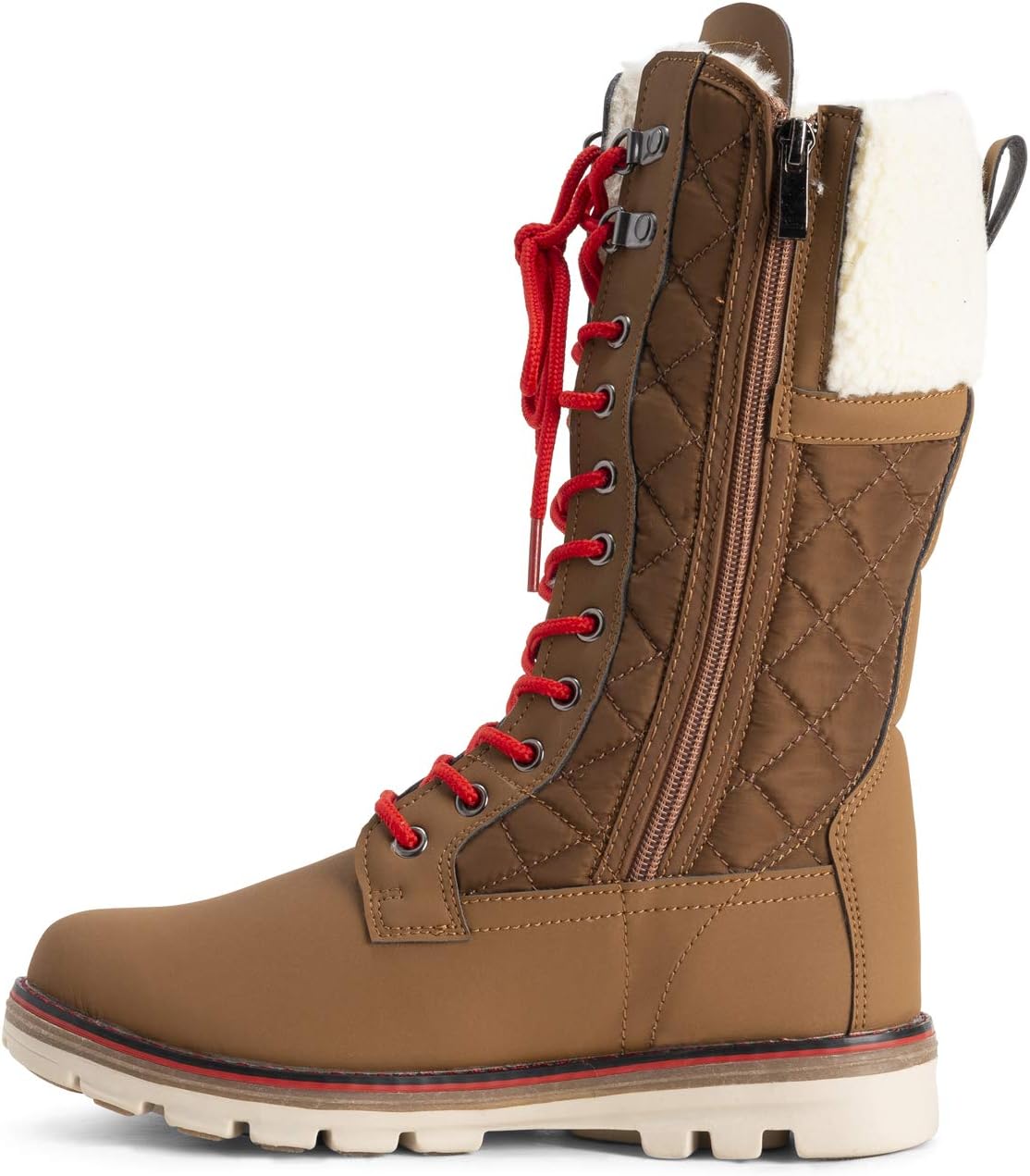 POLAR Womens Faux Fur Warm Thermal Waterproof Outdoor Walking Snow Winter Rubber Sole Calf Boots