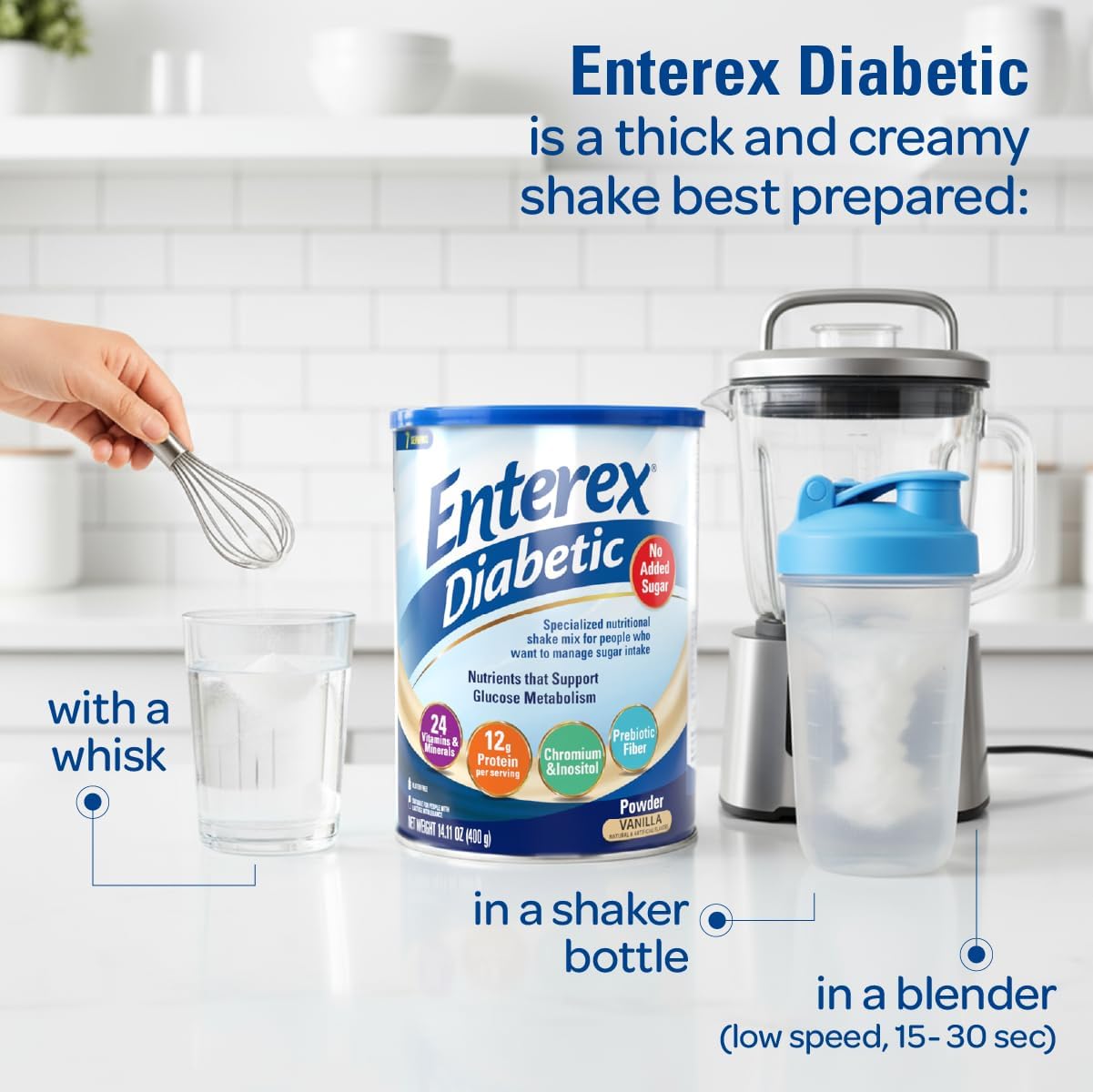 Ready-to-Mix Nutritionally Complete Powder – No Added Sugar, Gluten Free, Vanilla Flavor, 400g (7 Servings)