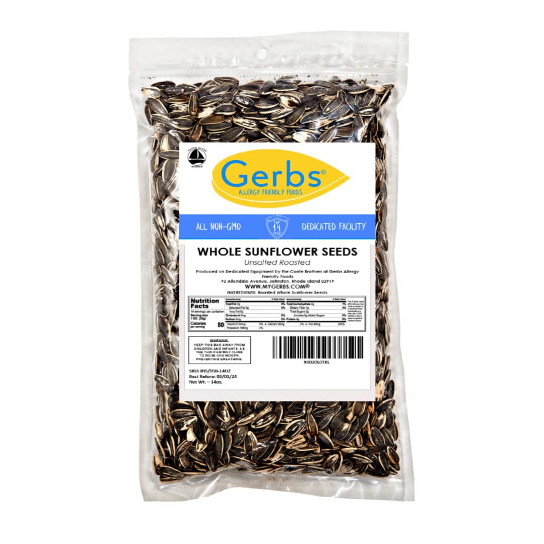 Lightly Sea Salted Sunflower Seed in Shell by Gerbs - 2 LBS - Top 11 Food Allergen Free & Non GMO - Premium Dry Roasted Seeds – COG USA | Small Batch, No Artificial Additives, Resealable Bag | Crack-and-Eat Crunchy Snack | Top 14 Allergen-Free