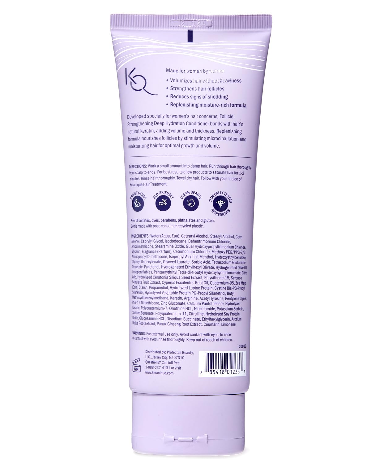Keranique Keratin Conditioner Deep Hydration for Hair Growth and Thinning Hair, Volumizing, 8 Ounce