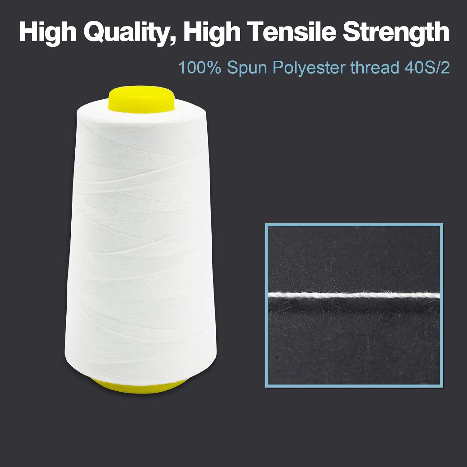 Black Serger Thread, All-Purpose Thread for Sewing, Polyester, 4 Cones of 3000 Yards Each Spool for Sewing Machine