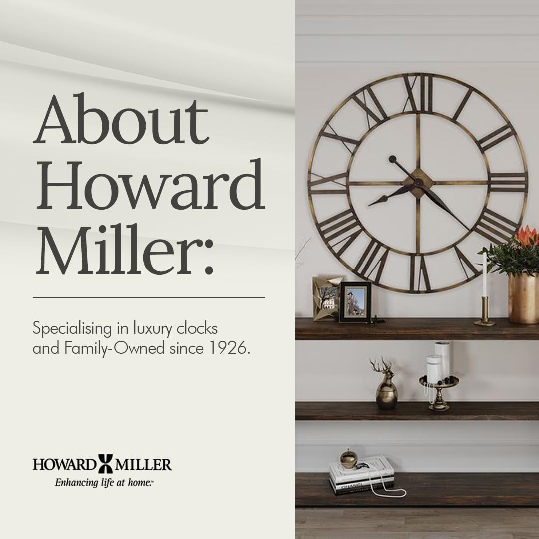 Howard Miller Imperial Brass Quartz Table Clock – Polished Finish, Glass Face – Mantel Clock for Home or Office, Gift for Wedding, Anniversary