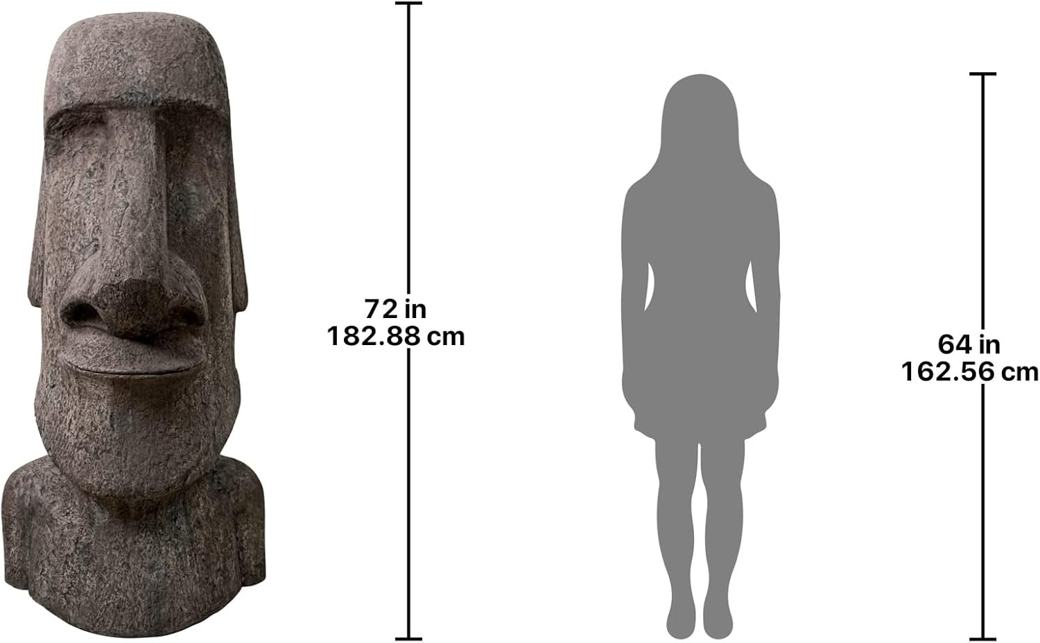 Design Toscano Easter Island Ahu Akivi Moai Monolith Garden Statue, Extra Large, 32 Inch, Cast Stone Resin, Grey Stone