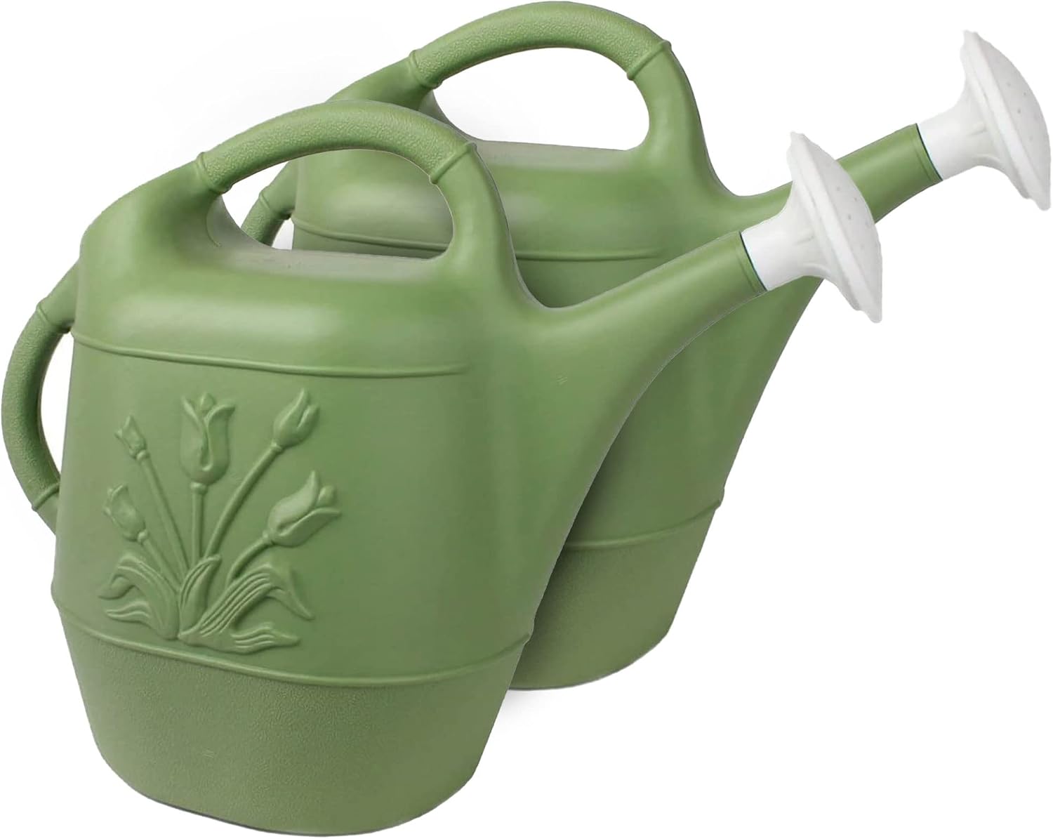 Union Products 63066 2 Gallon Plastic Indoor/Outdoor Watering Can w/Tulip Design for Garden, Potted Plants, & Patio Pots, Caribbean Blue