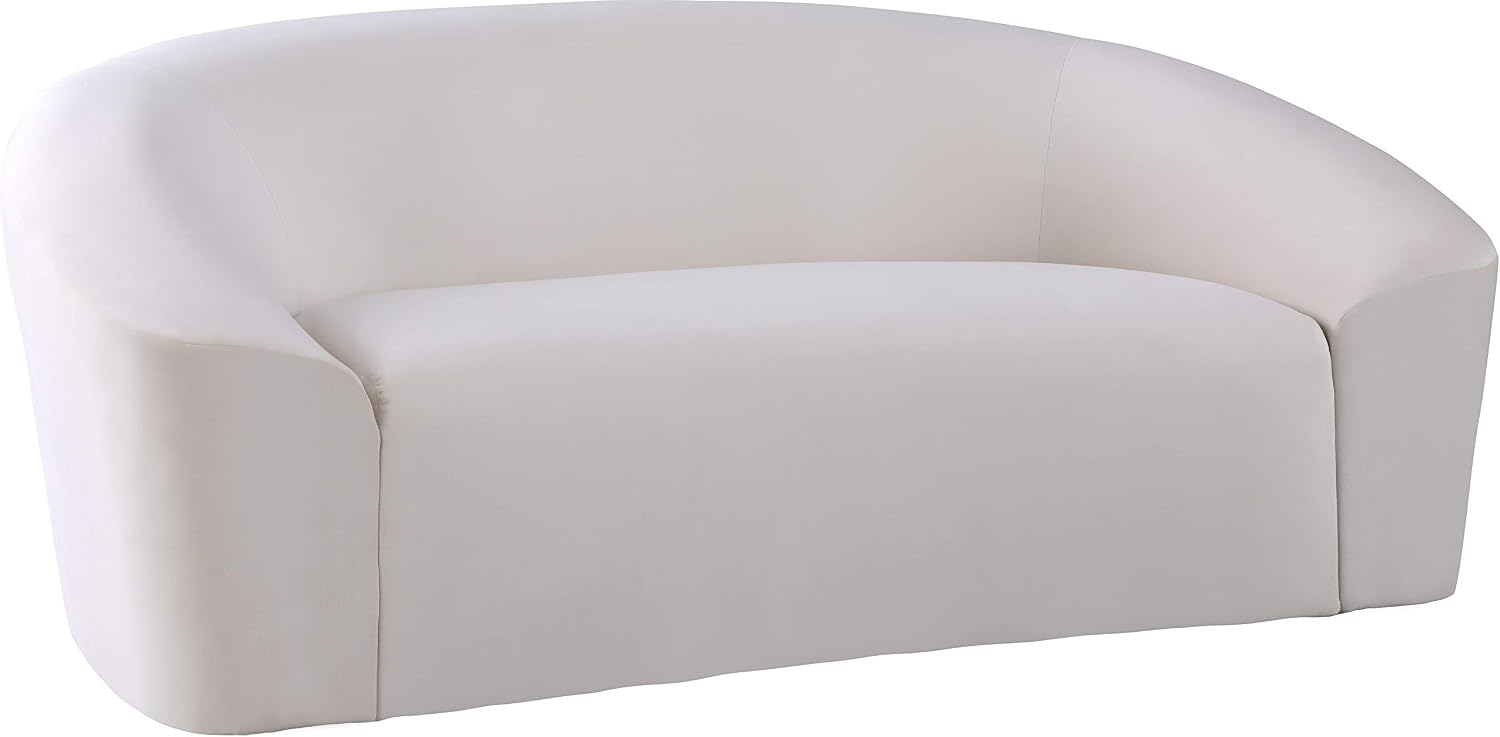 Meridian Furniture 610Black-L Riley Collection Modern | Contemporary Velvet Upholstered Loveseat with Rounded Contemporary Design, Black