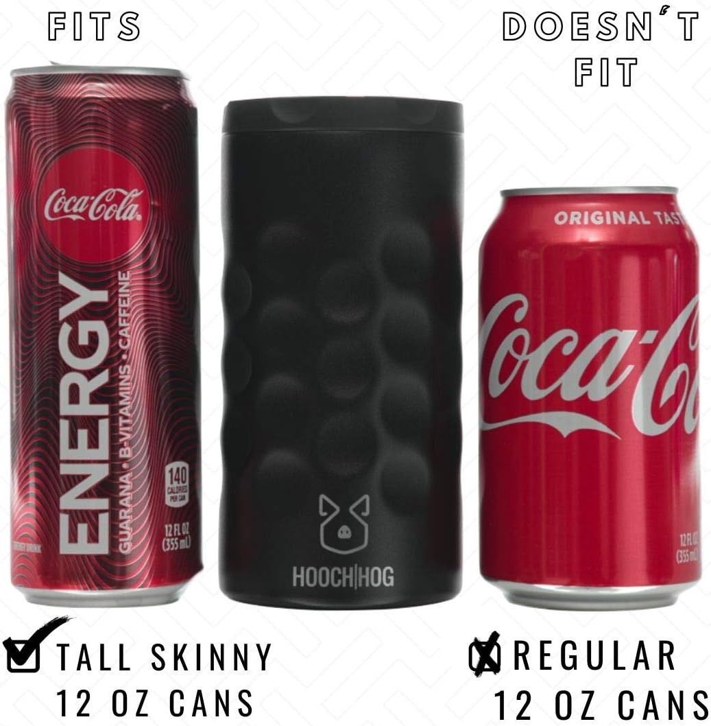 Hooch|Hog Slim Can Cooler Stainless Steel for 12 oz. Skinny Cans | 3x Insulated Beer Can Holder for Michelob Ultra, White Claw