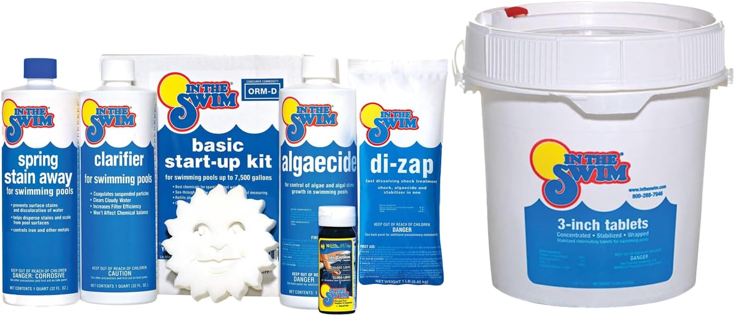 In The Swim Pool Basic Opening Chemical Start Up Kit - Above Ground and In-Ground Swimming Pools - Up to 7,500