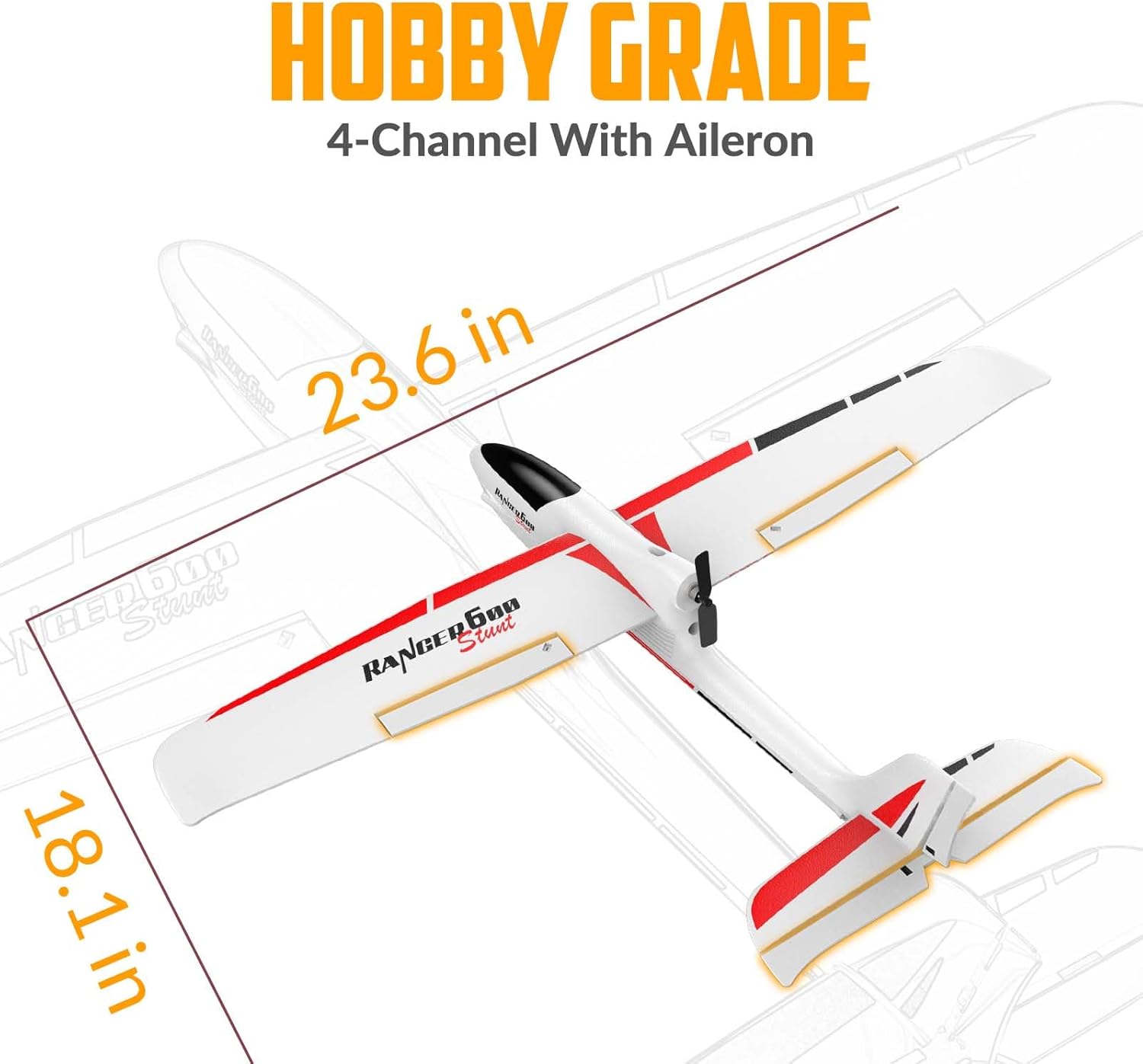 VOLANTEXRC RC Glider Plane 4CH, New Version Remote Control Airplane with 6-Axis Gyro for Beginners