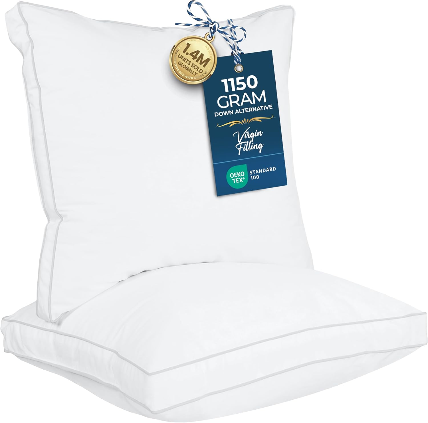 Utopia Bedding Gusset Bed Pillow, Hotel Pillows King Size Set of 2, White