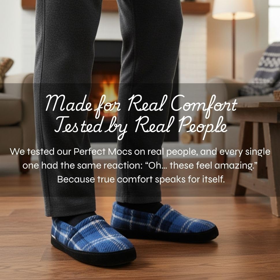 Men Perfect Mocs Fleece House Slippers Moccasin-Style Suede Sole