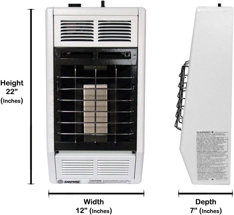 Empire SR10TW Infrared Vent Free Heater Natural Gas 10000 BTU, Thermostatic Control