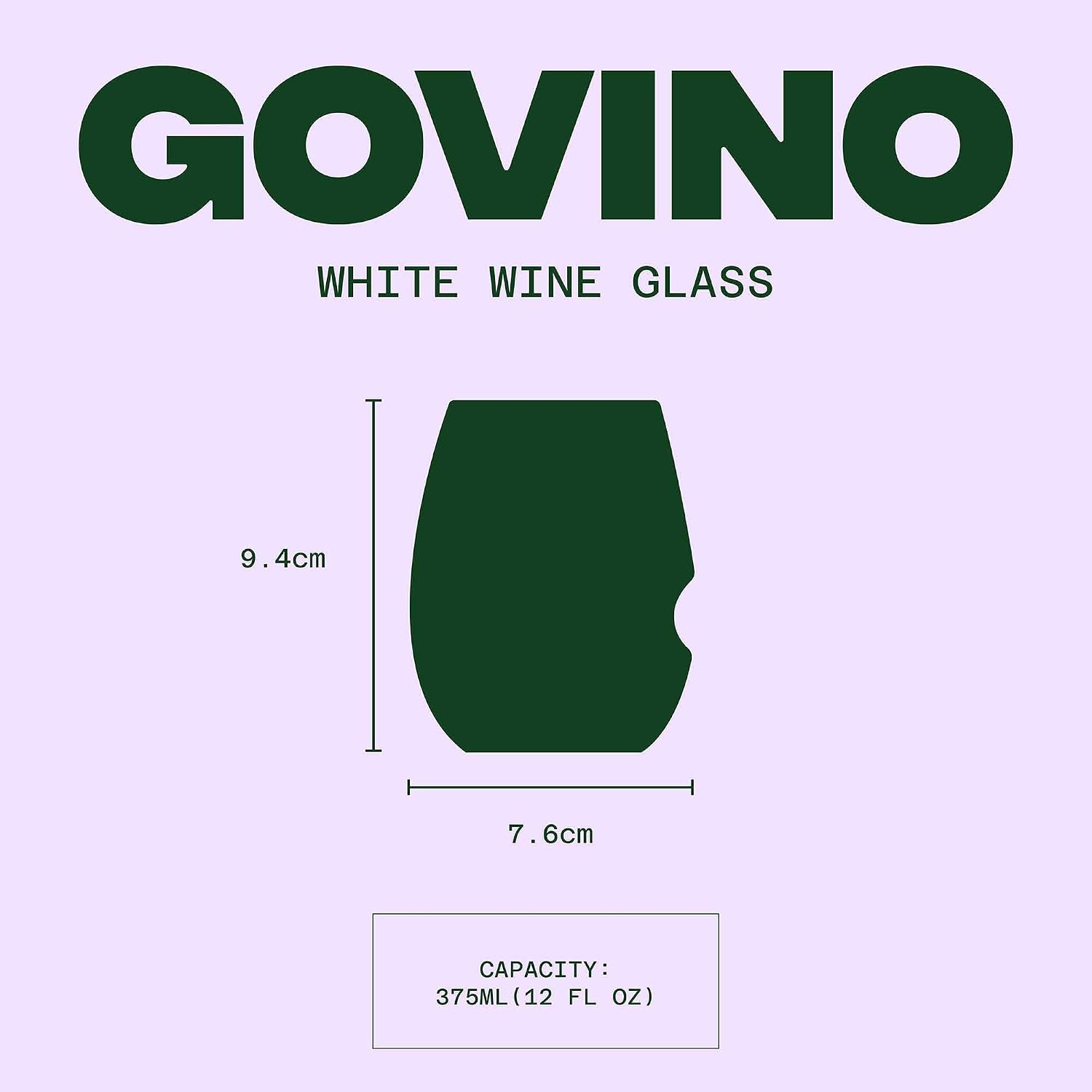 GOVINO Unbreakable Plastic Wine Glasses - Stemless Shatterproof Tritan Glassware, Fancy Cups That Look Like Glass, 12oz, Set of 4