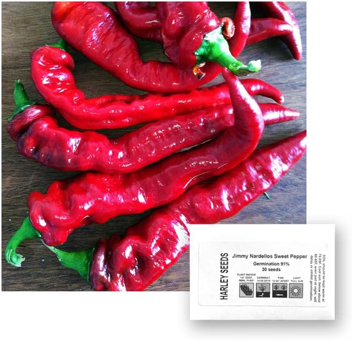 30 Italian Jimmy Nardello's Sweet 12 in. Long Pepper Seeds Heirloom Non-GMO | Prolific, Juicy, Delicious From USA Capsicum annuum