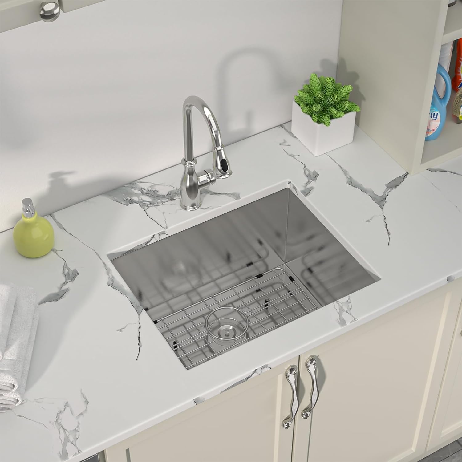 Sarlai 21 Inch Undermount Laundry Sink 21x18x12 Inch Undermount Laundry Utility Sink Deep Single Bowl 16 Gauge Stainless Steel Laundry Tub Sinks