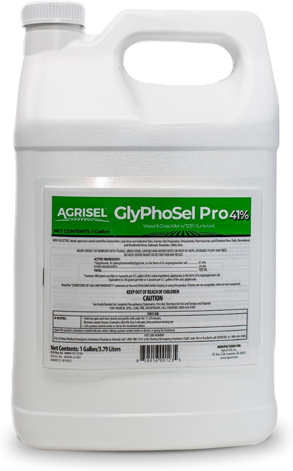 Agrisel GlyPhoSel Pro Weed Killer, Easy Mixing, Pet Safe, 128 Ounces | Tackles Hard-to-Kill Weeds, Low-Odor