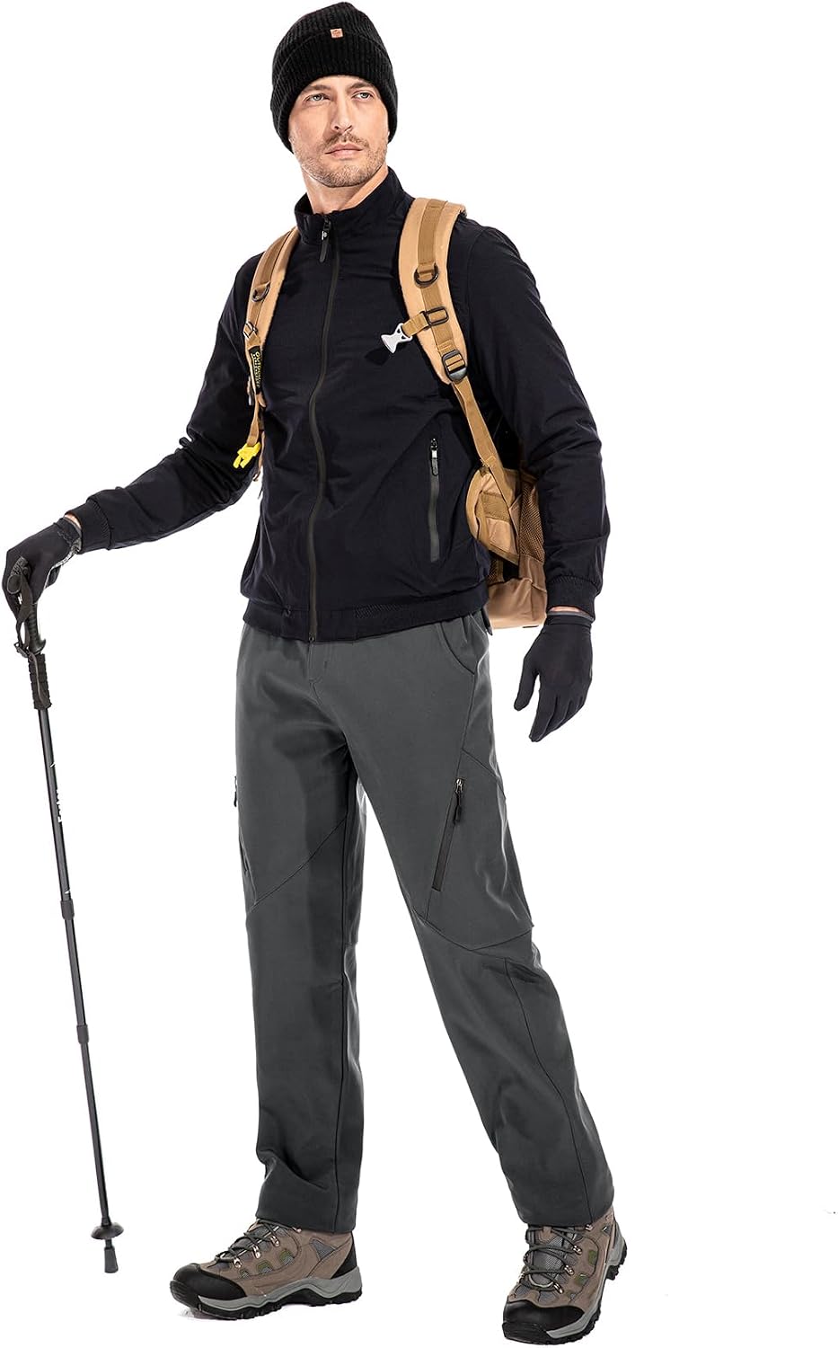 Men's Waterproof Pants Fleece Lined Insulated Winter Hiking Ski Snow Pants
