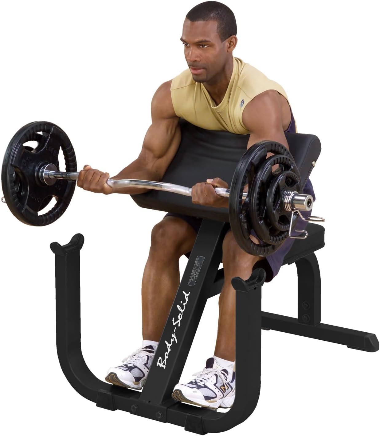Body-Solid (GPCB329B) Preacher Curl Bench - Adjustable Arm Curl Bench for Bicep Workouts, High Tensile Strength