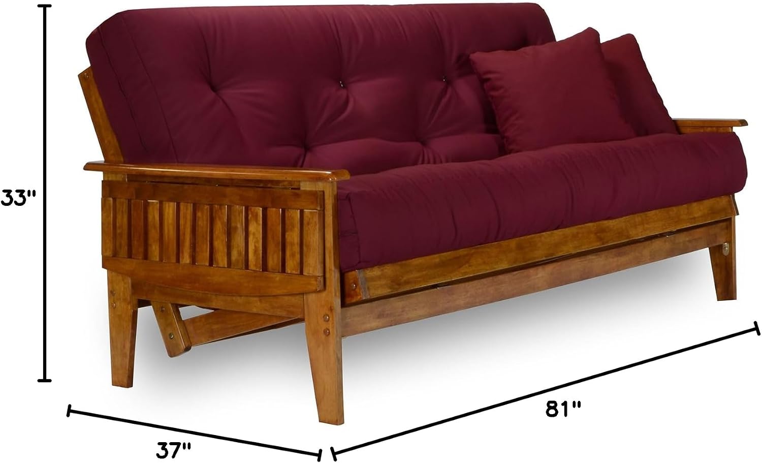 Eastridge Futon Set - Full Size, Frame, 8" Mattress, Twill Black Cover