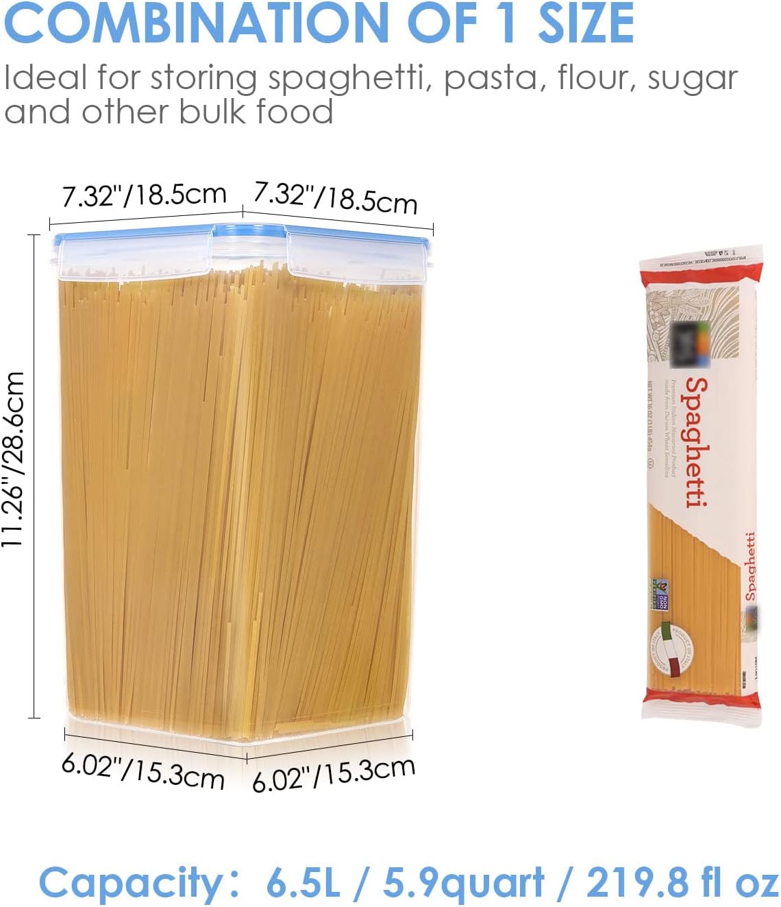 Vtopmart 5.2L Flour Sugar Storage Containers, 4 PCS, Black