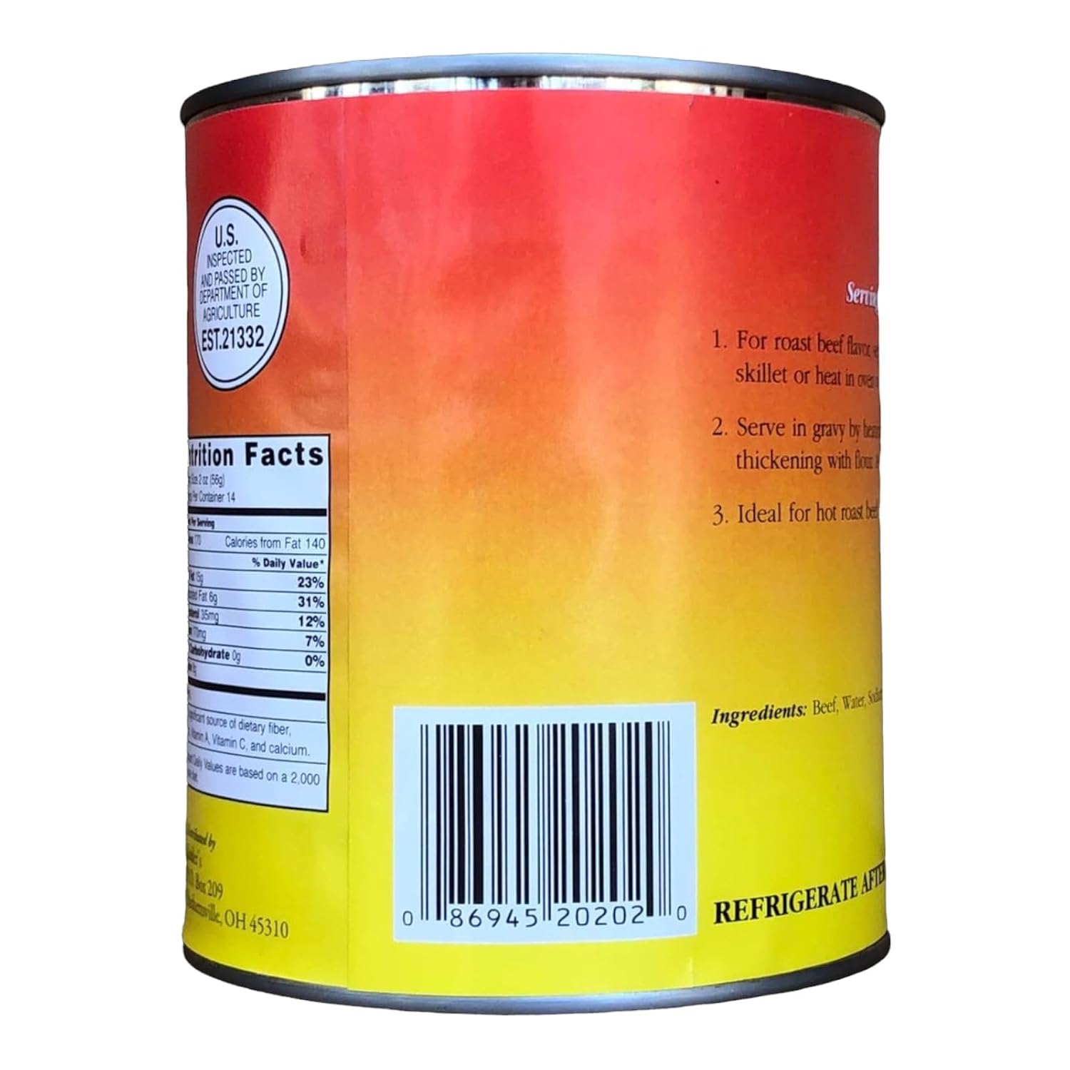 Yoder's Canned Premium Boneless Beef Chunks, 28 Oz(1 lb.12 Oz,1 can)