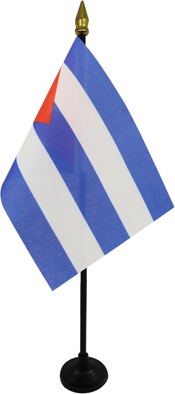 AZ FLAG Nicaragua Table Flag 4x6 in 100D Polyester Plastic Base | Indoor use Nicaraguan 15x10 cm desk flag stitched finish with reinforced edges with plastic pole and gold finial