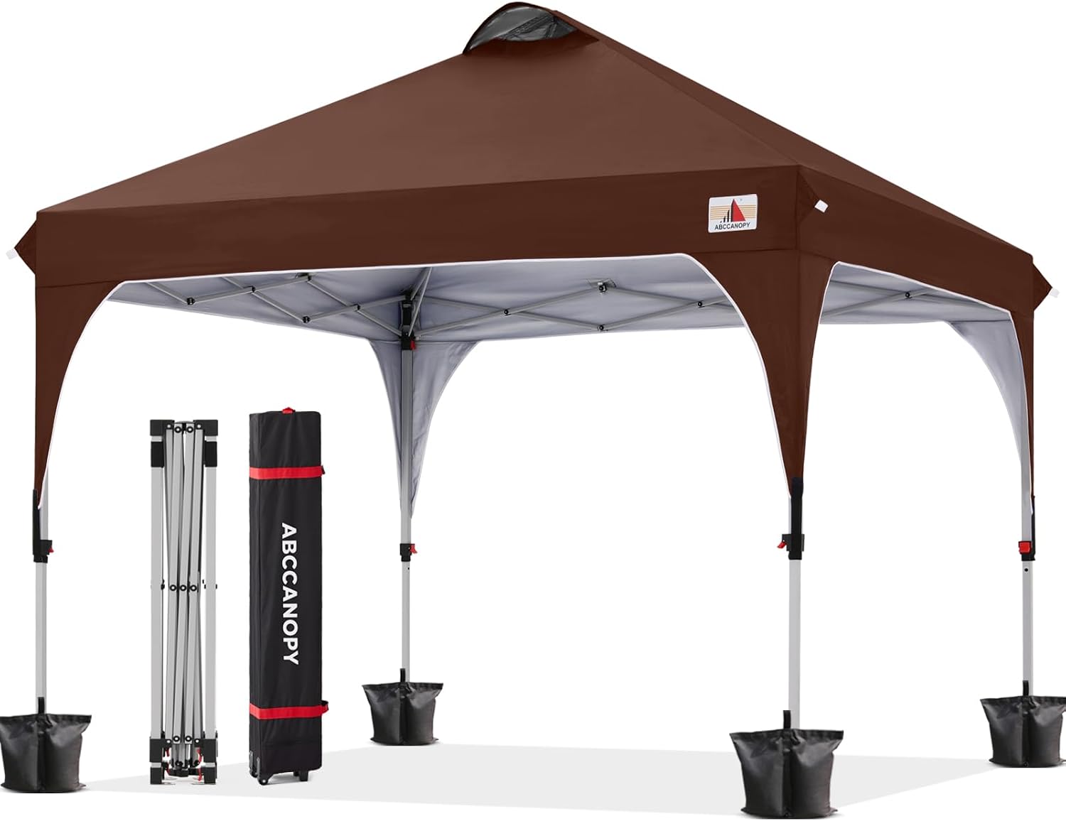 ABCCANOPY Outdoor Pop up Canopy Tent, 10x10 Instant Portable Canopy for Camping, Beach, Backyard,Gray | Water resistant & UV protection canopy, easy setup, with carry bag, ideal for camping, beach, backyard, market events