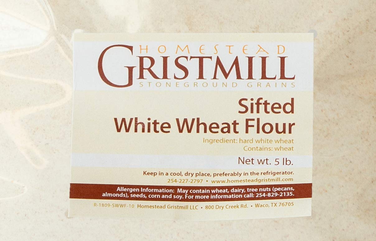 Homestead Gristmill — Stone-ground Sifted White Wheat Flour (5 lb), Artisanally Milled from Hard White Wheat Berries