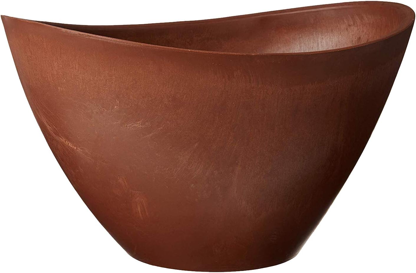 Arcadia Garden Products PSW Pot Collection YB41C Plastic/Stone/Wood Composite Curved Planter Pot – No Drainage Hole (Drillable), for Indoor and Outdoor Plants and Gardens, 16-inch, Chocolate