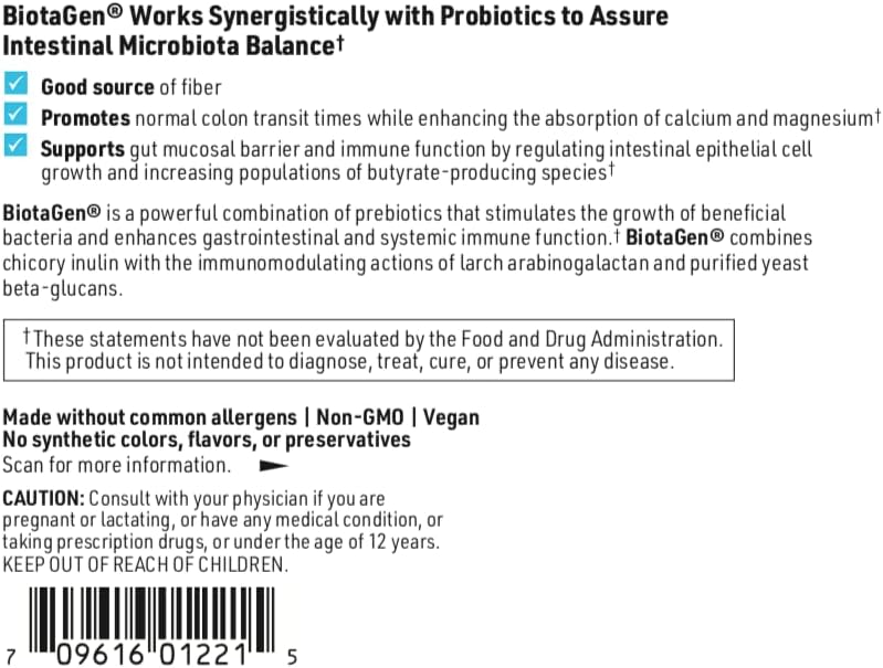 Klaire Labs SFI Health Biotagen Powder, 30 Servings, 150 Grams | Prebiotic Inulin, Beta-Glucan & Arabinogalactan to Support Gut Microbiota