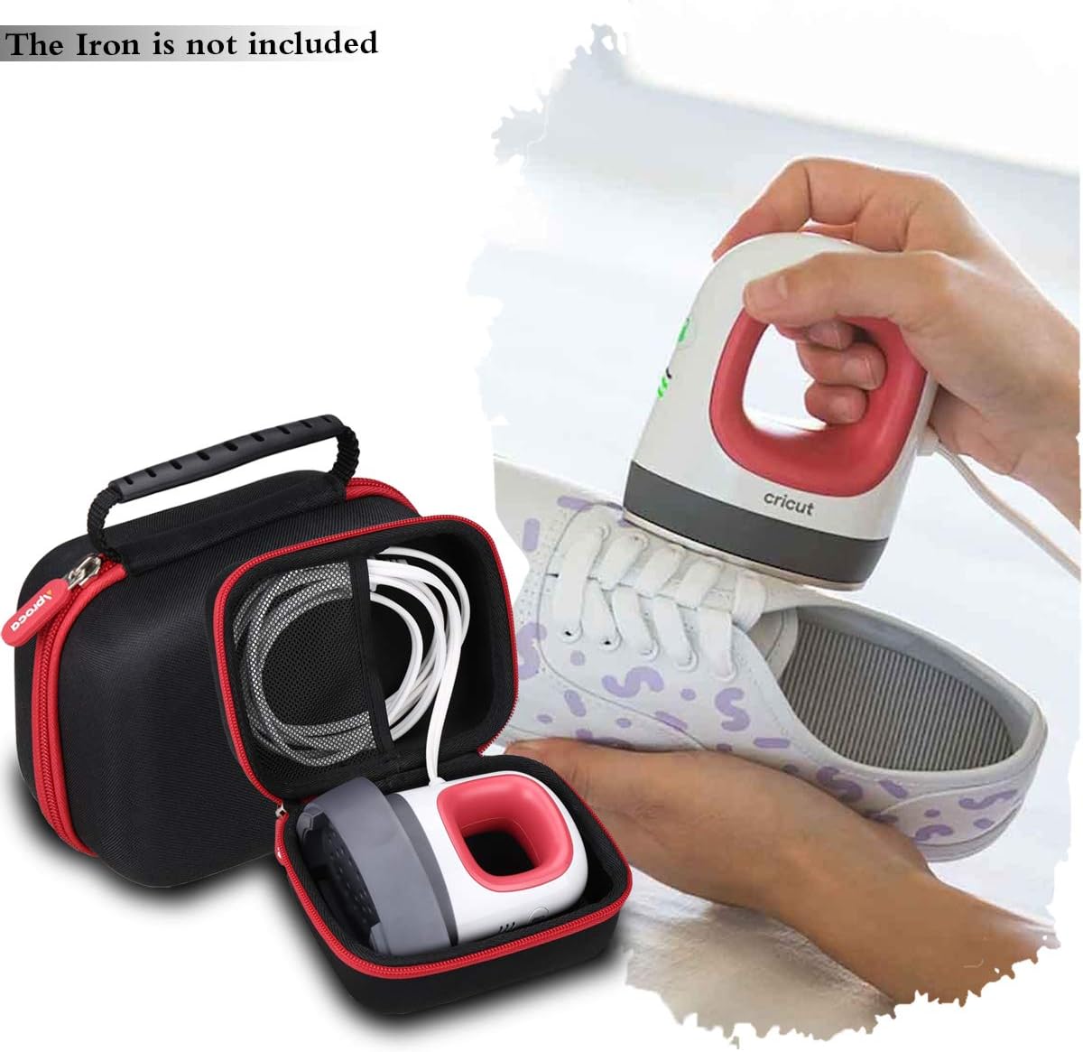 Aproca Case Compatible with Cricut EasyPress Mini Heat Press, Storage Portable Bag for Machine and Accessories -Black with Red Zipper (Case Only)