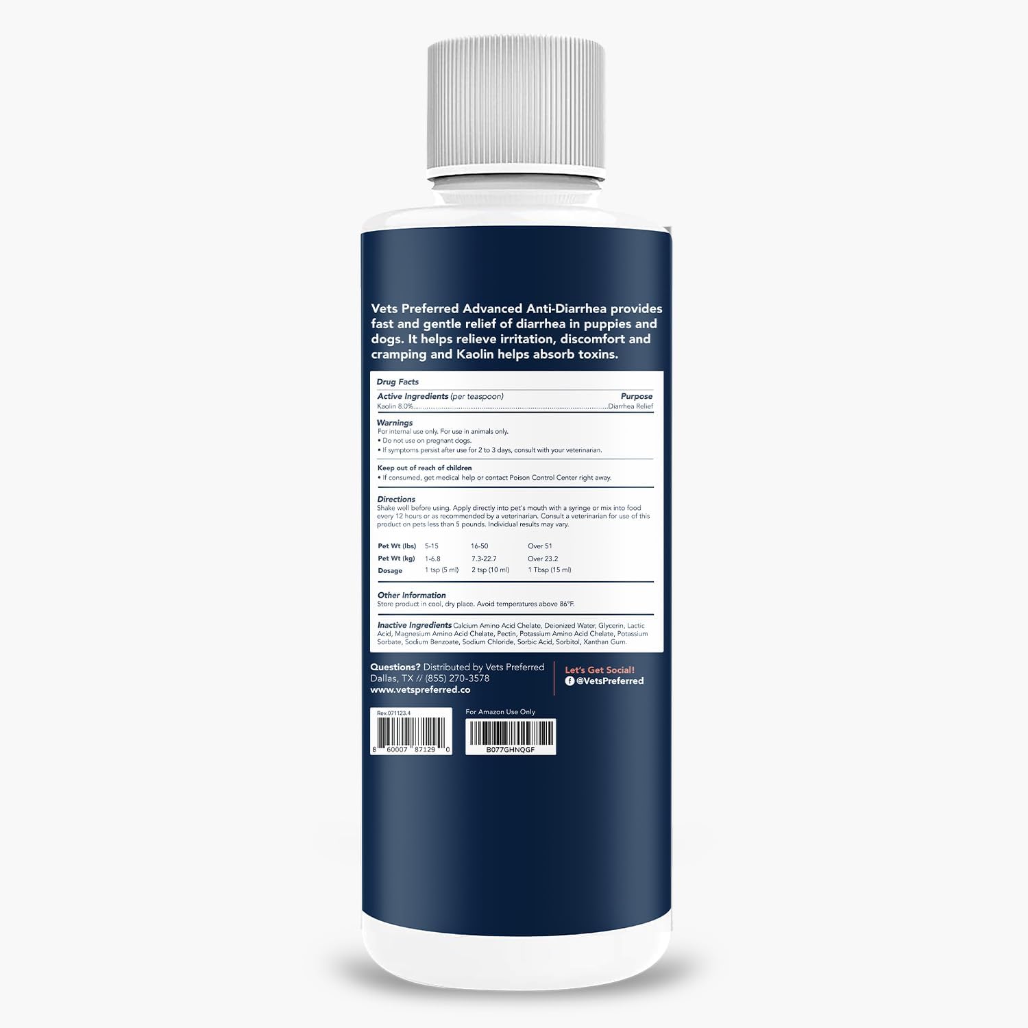Anti-Diarrhea & Gas Relief for Dogs – Kaolin Formula to Soothe Upset Stomach & Support Digestive Health – All Breed & Size Dogs – 8 fl oz