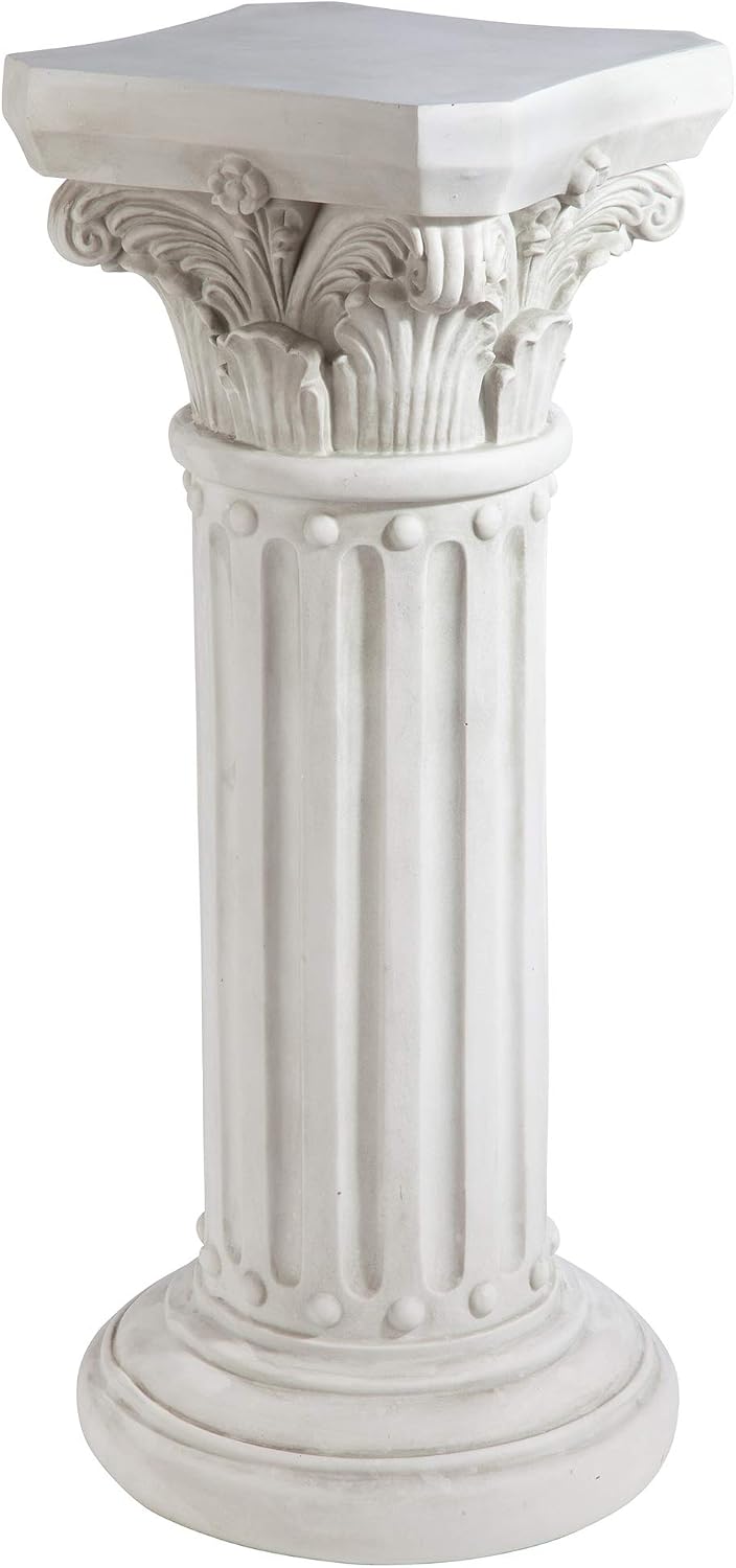 Design Toscano EU2866 Rose Garland Indoor/Outdoor Pedestal Plant Stand, 11 Inches Wide, 34 Inches Tall, Handcast Polyresin, Antique Stone Finish