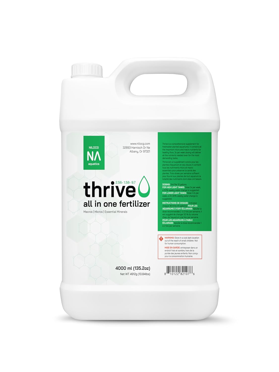 Thrive Planted Aquarium Fertilizer -All in One Planted Tank Liquid Fertilizers - Micro & Macro Nutrient Rich Food for Aquatic Plants - Highly Concentrated for 2500 Gallons of Water - Handy Pump Bottle