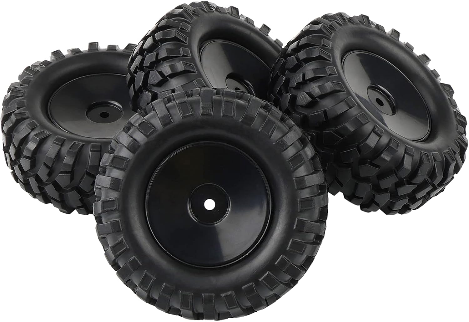 4PCS 1:10 RC Tires Rock Crawler Hex 12mm Hard Dish Wheels Rim | Rubber Tires, For Trail Finder 2, Gelande II, CR12 CC01 MST CMX, Trailer Tires