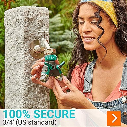 Garden Hose Splitter 2 Way Heavy Duty, Strong & Durable Garden Y Hose Splitter Connector Metal Body, Faucet Splitter, Hose Adapter, Water Tap Outdoor