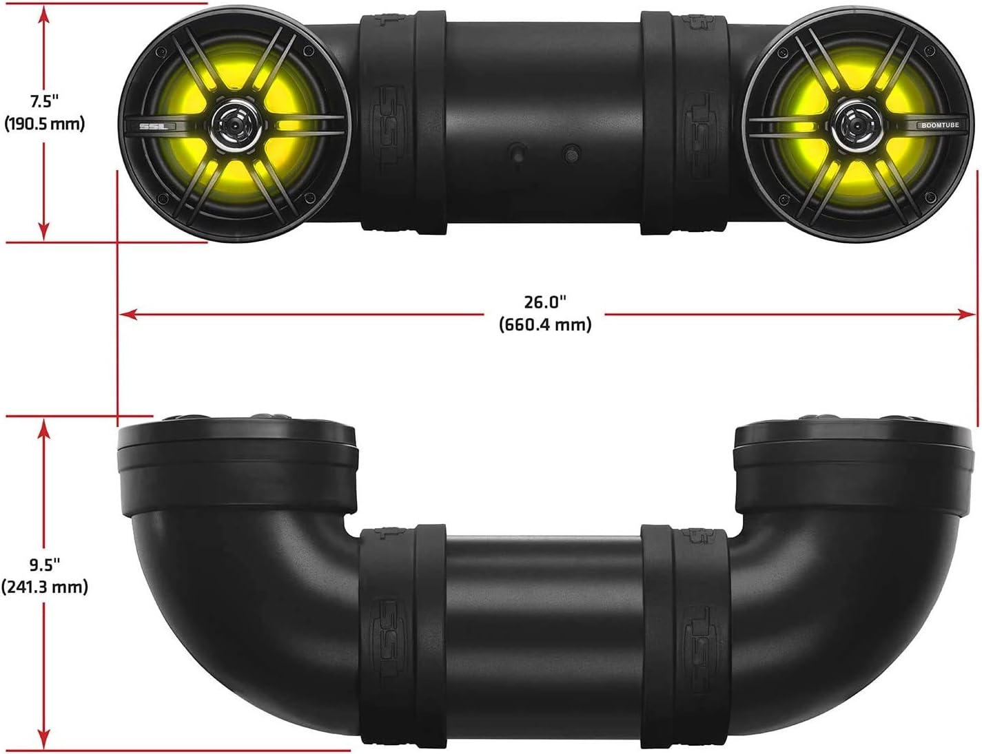 Sound Storm Laboratories BTB6L ATV UTV Sound System - 6.5 Inch Speakers, 1 Inch Tweeters, Full Range, IPX5 Weatherproof, Bluetooth, Built-in Amplifier