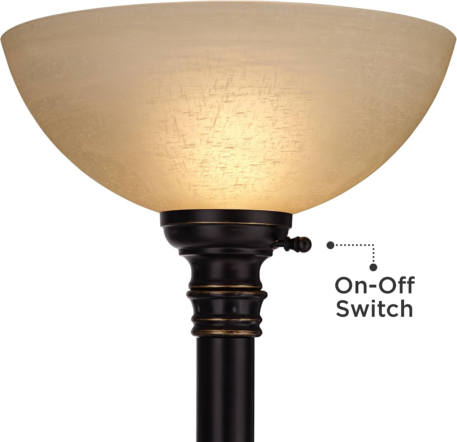 Regency Hill Garver 72 1/2" Tall Bronze Side Light Torchiere Floor Lamp | Traditional 2-Light Adjustable Gooseneck Arm 5 Oiled Rubbed Amber Glass Shades for Living Room Reading House Bedroom Home