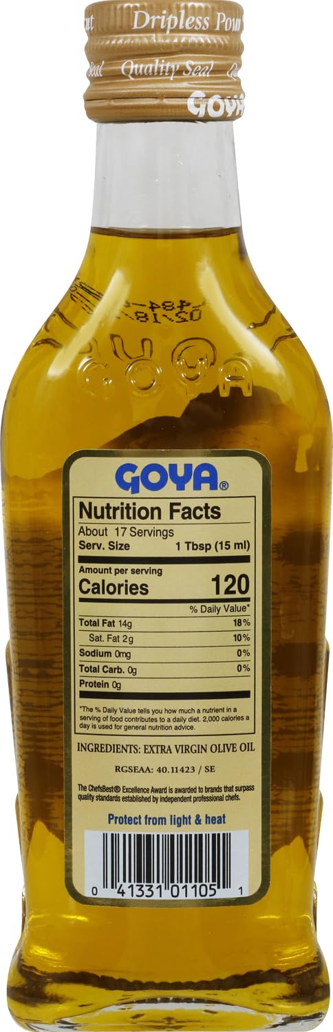 Goya Extra Virgin Olive Oil, Evoo, Mediterranean Kitchen Staple, 8.5 Fl Oz | Cold Pressed, EVOO for Cooking, Polyphenol Rich