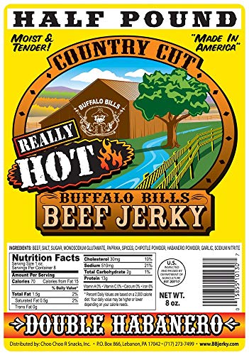 Buffalo Bills Mesquite Country Cut smoked Beef Jerky, Moist & Tender, 8 Oz | Mesquite Beef Jerky, Made In USA, High Protein, Low Carb, For Work, Trips, On-The-Go Snacking, Smoky Flavor, Hot Snacks