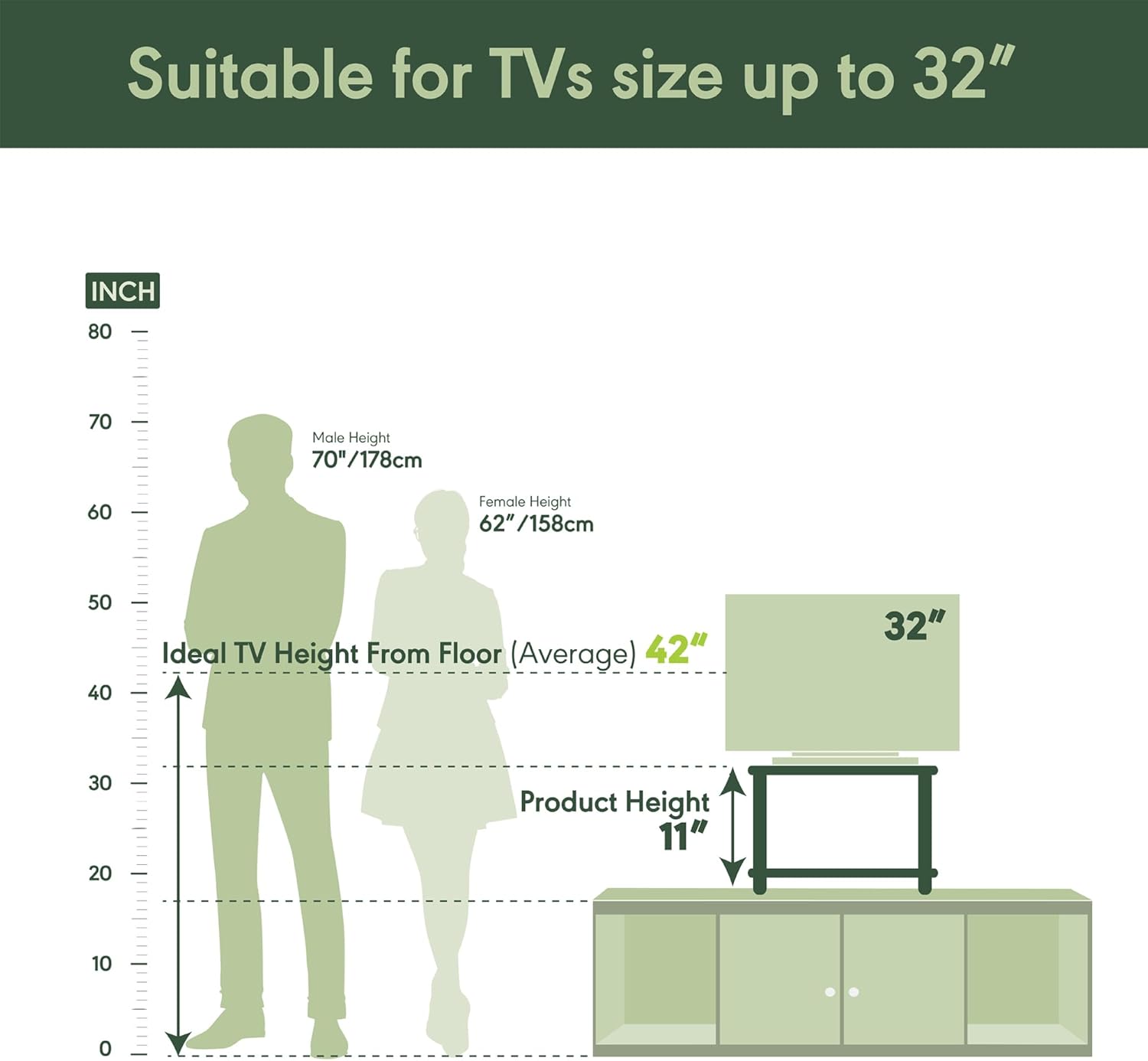 Furinno Turn-N-Tube TV Riser Stand, 2-Tier Small Elevated No Tools TV Stand, TV Console for TV up to 32 inch, 15.8 x 23.8 x 11, for Living Room, Bedroom, French Oak/Black