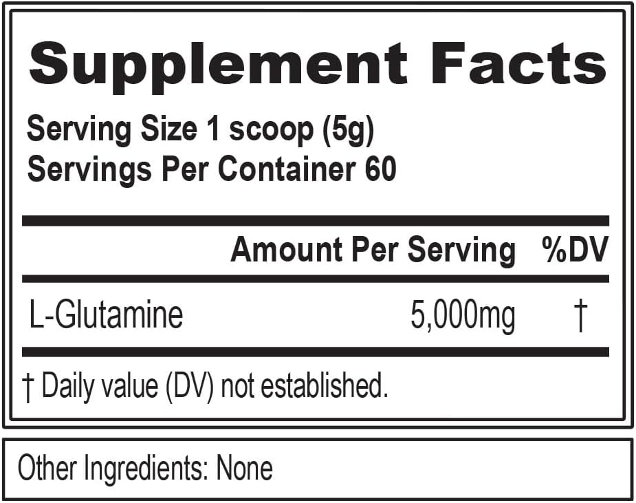EVL L-Glutamine Powder Supplement for Post Workout Recovery, Vegan | Pure 5g L-Glutamine formula supports post-workout recovery, muscle performance