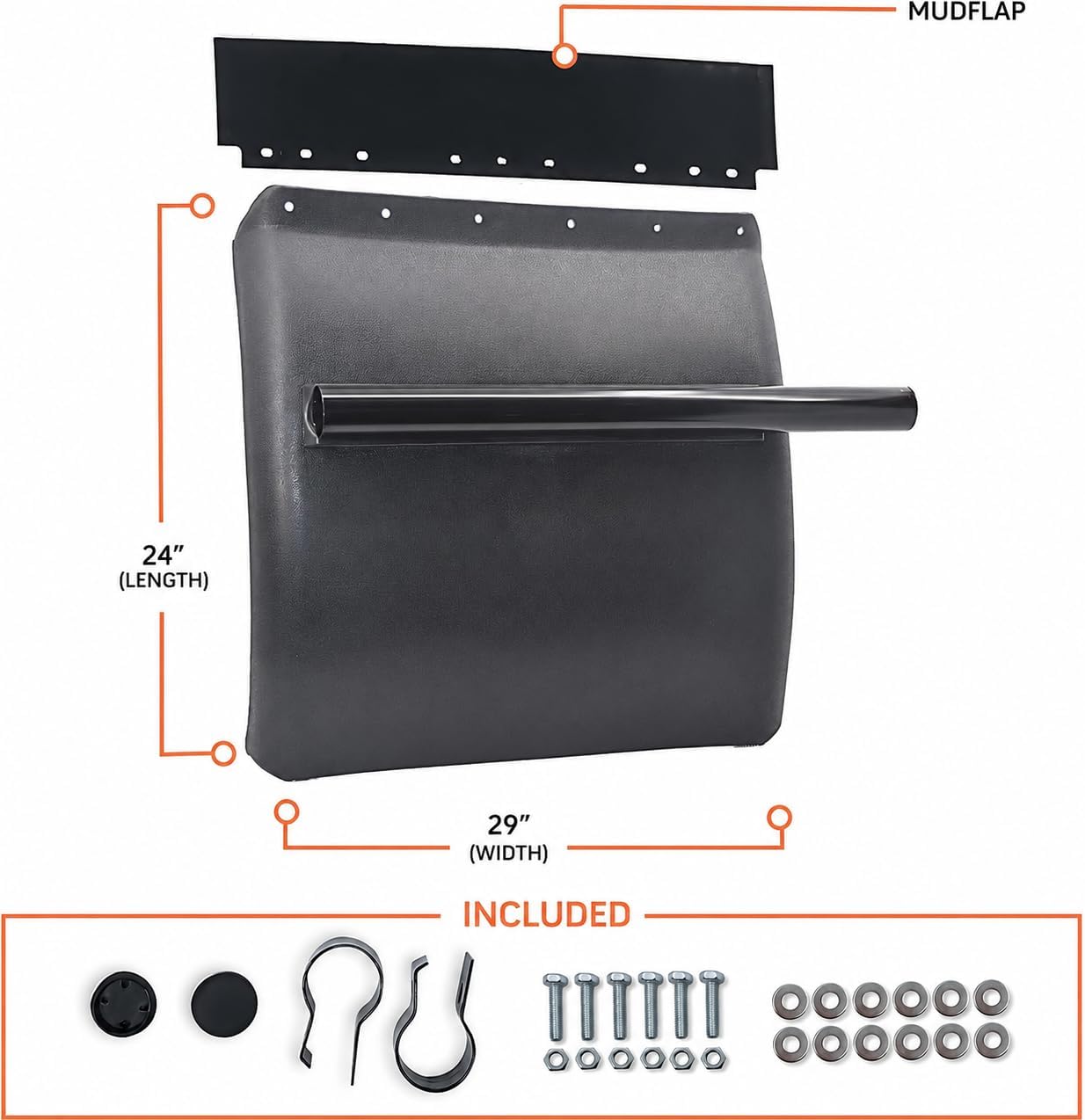 TORQUE Quarter Fenders for Semi Truck, 24" x 24" Black Poly, Tube Bracket and Mounting Hardware Included, Right Left, Quarter Fender Kit Set (TRQF311)