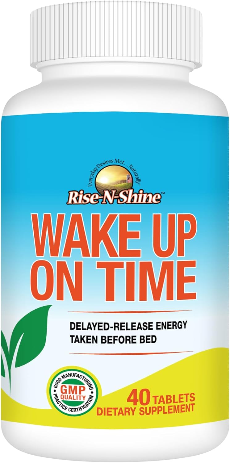 Rise-N-Shine Wake Up On Time Energy Supplement to Help Boost Your Mornings with Alertness & Focus for a Productive Day with Natural Caffeine & More