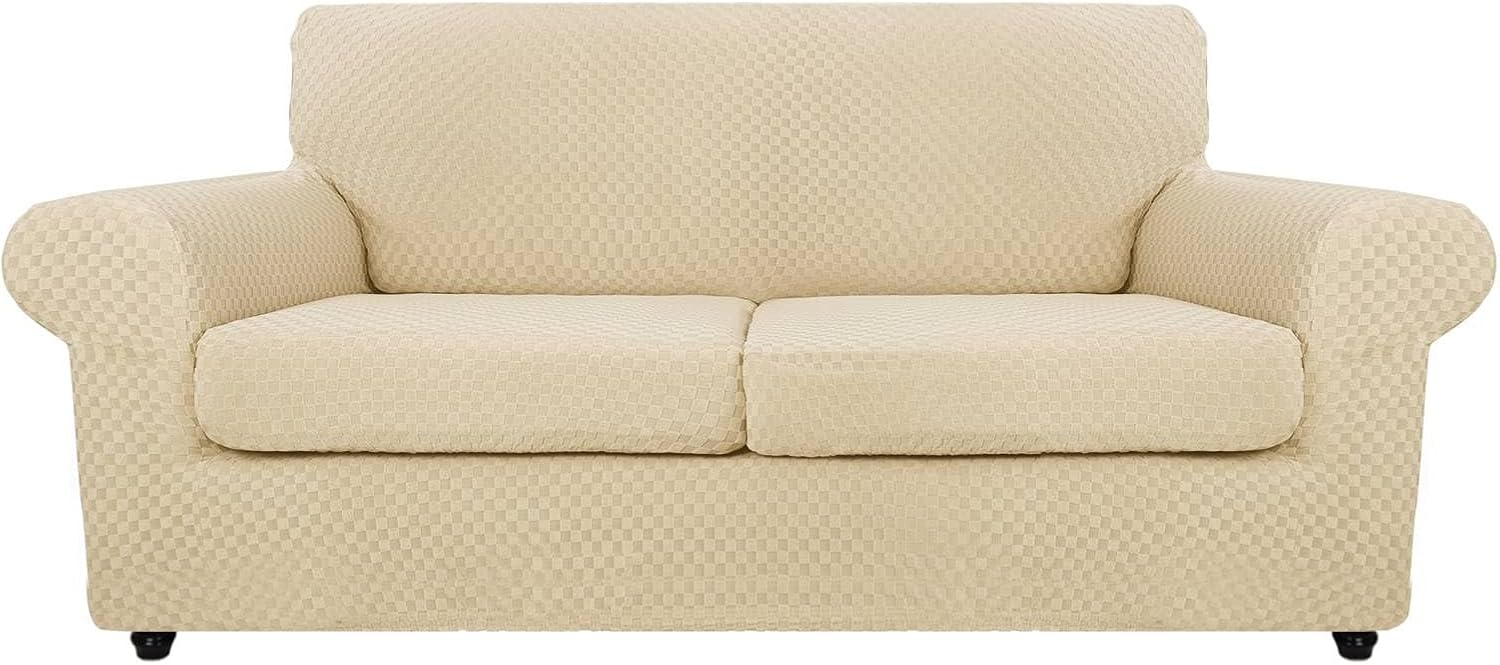 MAXIJIN Latest Recliner Slipcovers for Living Room 4 Pieces Stretch Jacquard Recliner Chair Cover Soft Fitted Recliner Protector with Elastic Bottom