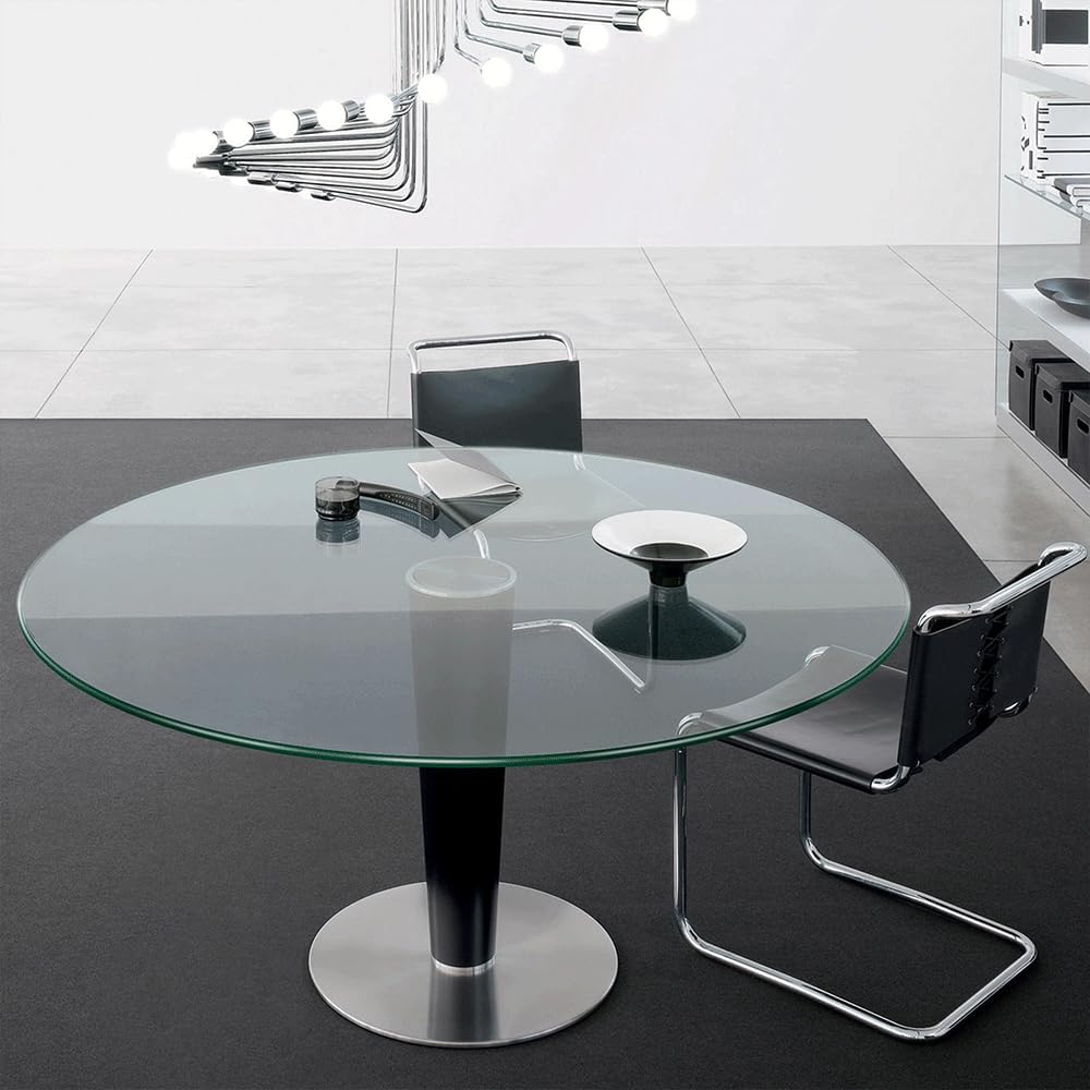 24 inch Round Glass Table Top - Tempered - 3/8" Thick Glass Surface, Safe Pencil Edge, Multipurpose for Dining Table, Patio, Coffee and End Table