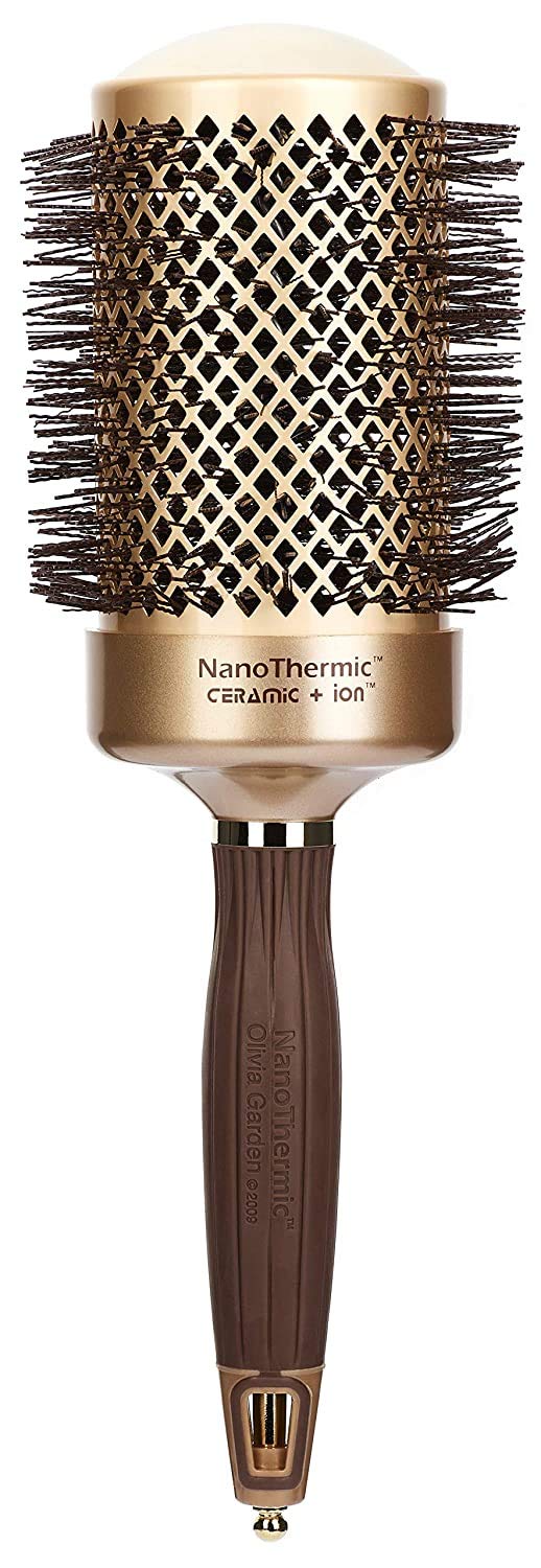 Olivia Garden NanoThermic Ceramic + Ion Round Thermal Hair Brush - Not Electrical - Professional Blowout Brush for Normal to Thick Hair
